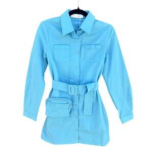 Meshki | NWT Rachel Belted Cargo Utility Mini Dress Turquoise Size Small
